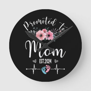 Horloge Ronde Journée des mères drôle avec floral 2024