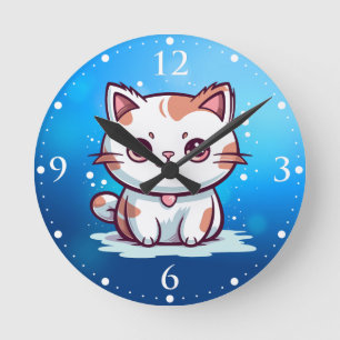 Horloge Ronde Jovely Chat Kawaii Style Clipart-47758