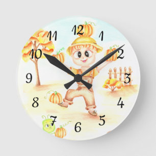 Horloge Ronde Joyeuse moisson petit gingembre garçon