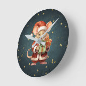 Horloge Ronde Joyeuse souris Noël (Angle)