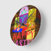 Horloge Ronde Joyeuses couleurs de Pâques (Angle)