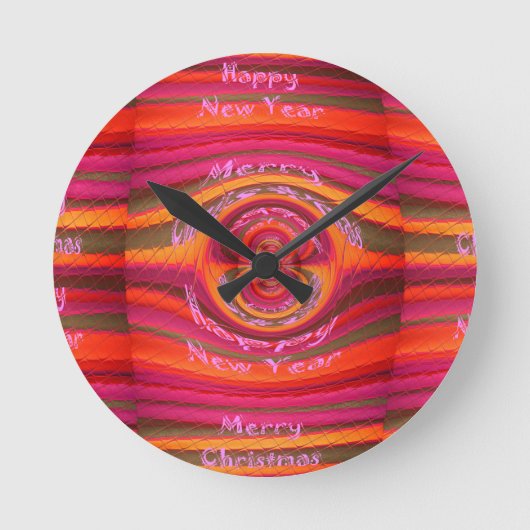 Horloge Ronde Joyeuses couleurs Joyeux Noël Bonne année design (Recto)