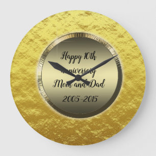 Horloge Ronde Joyeux 10e anniversaire Maman et Papa Grande horlo
