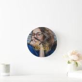 Horloge Ronde Joyeux 60e anniversaire Script photo personnalisée (Maison)