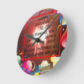 Horloge Ronde Joyeux anniversaire à nous Art Imprimer (Angle)
