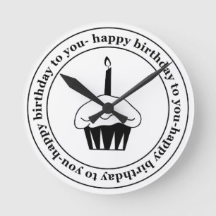 Horloge Ronde Joyeux anniversaire à vous cercle de cupcake