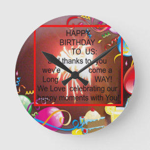 Horloge Ronde Joyeux anniversaire pour nous