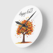 Horloge Ronde Joyeux Automne! (Angle)
