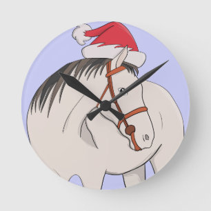 Horloge Ronde Joyeux Cheval de Noël