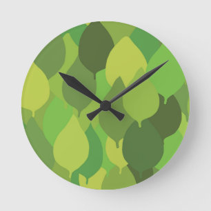 Horloge Ronde Joyeux Feuilles luxuriants - motif de surface tran