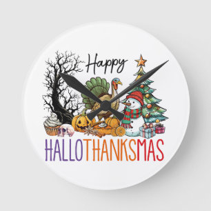 Horloge Ronde Joyeux Hallothanksmas Clipart