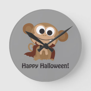 Horloge Ronde Joyeux Halloween ! Vampire Monkey