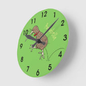 Horloge Ronde Joyeux kiwi de saut avec dessin de cravate arc (Angle)