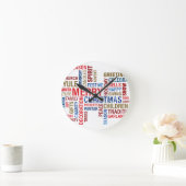 Horloge Ronde "Joyeux Noël" (Maison)