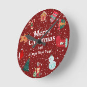 Horloge Ronde Joyeux Noël avec des vacances rouges (Angle)