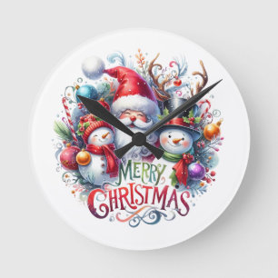 Horloge Ronde Joyeux Noël cadeau de Noël