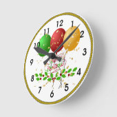 Horloge Ronde Joyeux Noël, conception festive, (Angle)