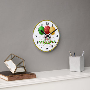Horloge Ronde Joyeux Noël, conception festive,