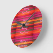 Horloge Ronde Joyeux Noël Joyeux Conception de couleurs en toile (Angle)