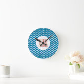 Horloge Ronde Joyeux Noël Motif sans couture Texture bleue (Maison)