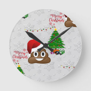 Horloge Ronde joyeux noël poo émoji
