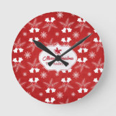 Horloge Ronde Joyeux Noël Rouge Motif Noël Bell (Recto)