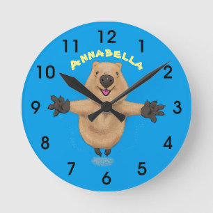 Horloge Ronde Joyeux sauter quokka dessin animé