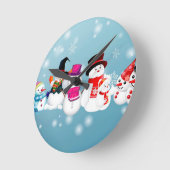 Horloge Ronde Joyeux Snowmen (Angle)
