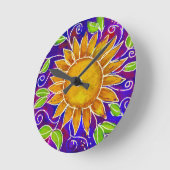 Horloge Ronde Joyeux tournesol (Angle)
