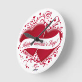 Horloge Ronde Joyeux Valentine ! Red Hearts (Angle)