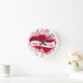 Horloge Ronde Joyeux Valentine ! Red Hearts (Maison)