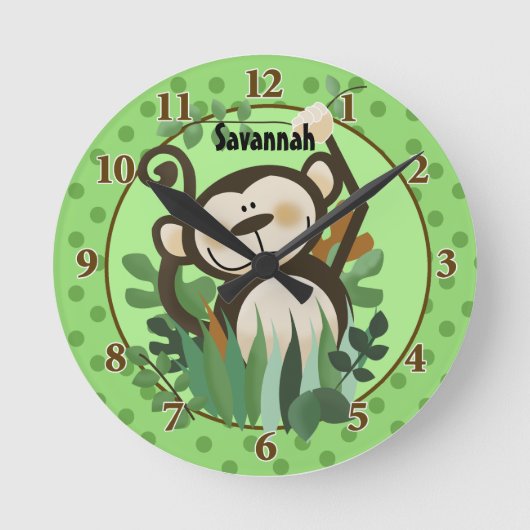 Horloge Ronde Jungle Monkey Wall Clock (Green) (Recto)
