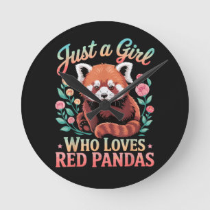 Horloge Ronde Juste Une Fille Qui Aime Les Pandas Rouges