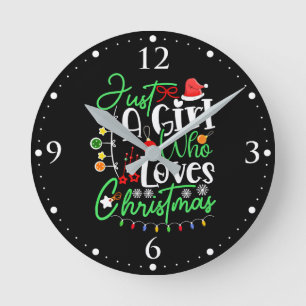 Horloge Ronde Juste une fille qui aime Noël-64714