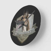 Horloge Ronde K9 Unit Malinois - Belgian shepherd (Angle)