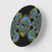 Horloge Ronde Kaleidoscope bleu et jaune Imprimer (Angle)