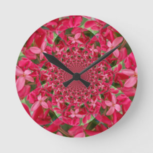 Horloge Ronde Kaleidoscope de Crimson : Blood Milkweed Flower Ar
