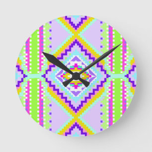 Horloge Ronde Kaleidoscope Rêves Tribaux Néon