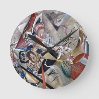 Horloge Ronde Kandinsky En Gris Oeuvre Abstraite