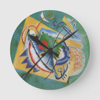 Horloge Ronde Kandinsky Red Oval Abstract Artwork Green Yellow