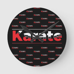 Horloge Ronde Karate Martial Arts Rouge