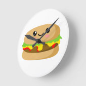 Horloge Ronde Kawaii Burger (Angle)