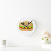 Horloge Ronde Kawaii Burger (Maison)