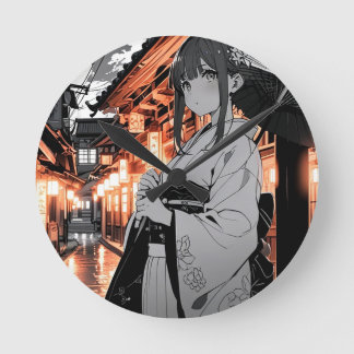 Horloge Ronde KAWAII Japanese Girl clock