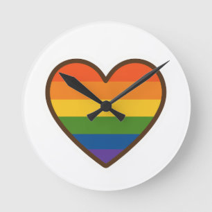 Horloge Ronde Kawaii LGBTQ+ Pride Coeur