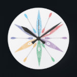 Horloge Ronde Kayak<br><div class="desc">Kayak Time Colorful clock. It's always kayak time with these cheery kayaks forming the background for this colorful clock face.</div>