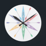 Horloge Ronde Kayak<br><div class="desc">Kayak Time Colorful clock. It's always kayak time with these cheery kayaks forming the background for this colorful clock face.</div>