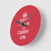 Horloge Ronde Keep Calm and Carry (Angle)