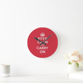 Horloge Ronde Keep Calm and Carry (Maison)