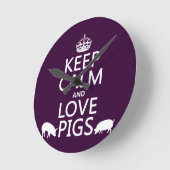 Horloge Ronde Keep Calm and Love Pigs (Angle)